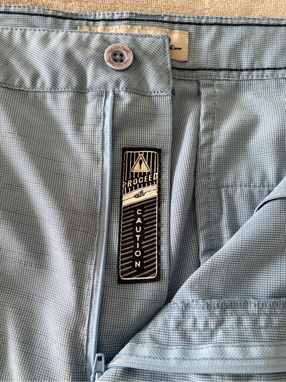 Travis Mathew Light Blue Micro-Check Flat Front Shorts - Picture 3 of 11